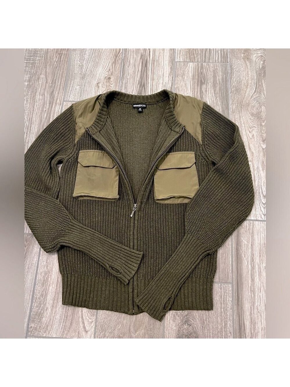 Minnie Rose Cotton Cashmere Shaker Utility Zip Up Cardigan Jacket Size XS - Picture 10 of 14